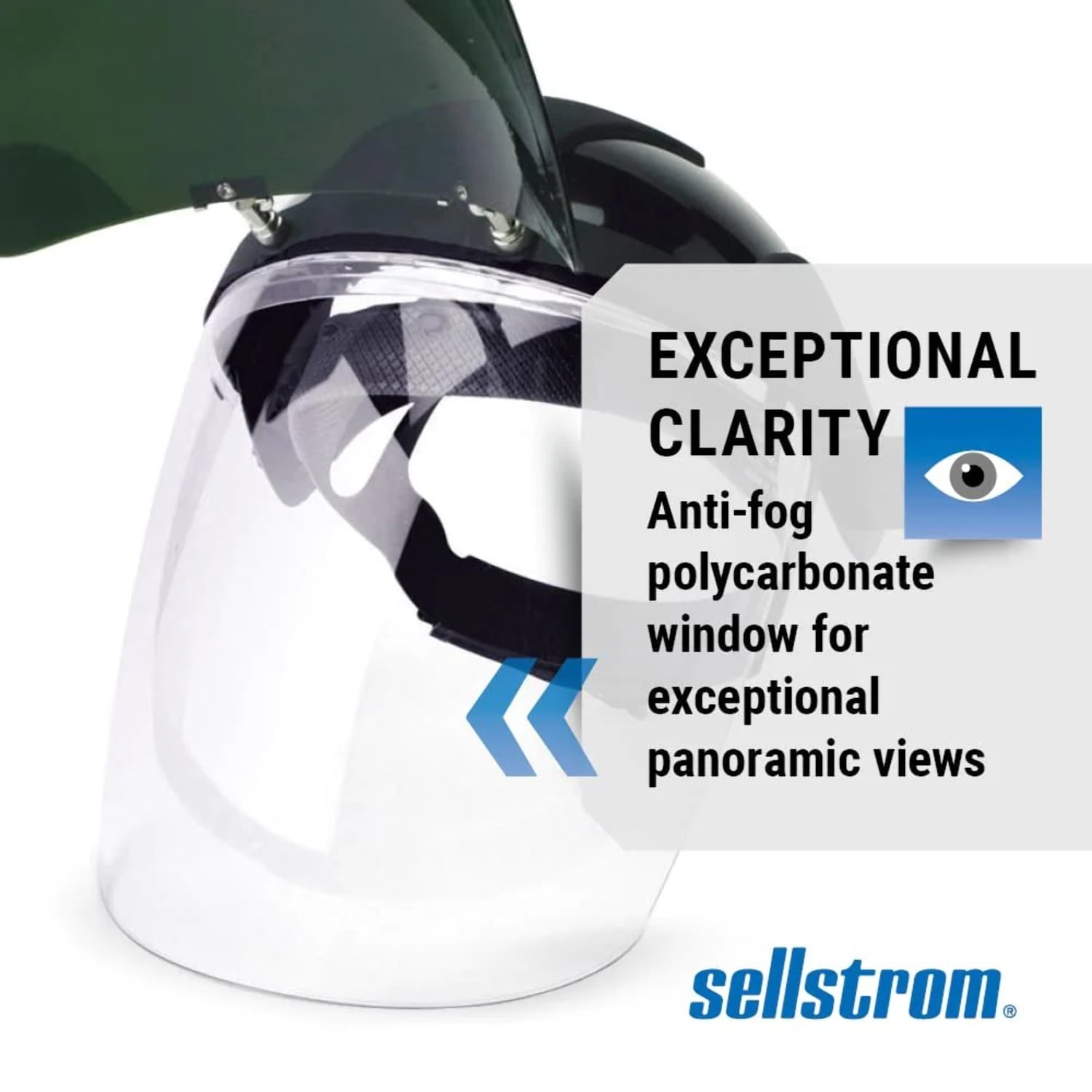 Sellstrom Face Shield - DP4 Series - 9" x 12.125" x 0.060" Window - Clear AF with Shade 8 IR Flip Visor - Ratcheting Headgear