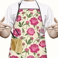 thumbnail image 2 of Pioneer Flower Floral Print Pattern Cotton Linen Apron with Pockets, Waterproof Adjustable, 33x27 Inch for Kitchen, Gardening, BBQ, Salon, 2 of 6