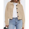 thumbnail image 4 of Chaqueta Corta de Ante Sintético para Mujer, Informal, Ligera, para Otoño e Invierno. Beige XXL, 4 of 8