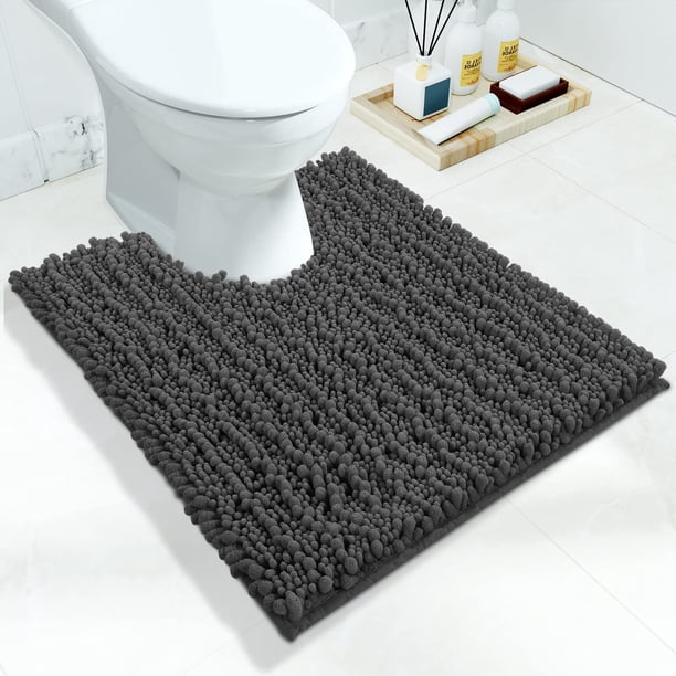 Alfombra de baño Yimobra en forma de U, felpilla, 60 x 50 cm, gris oscuro