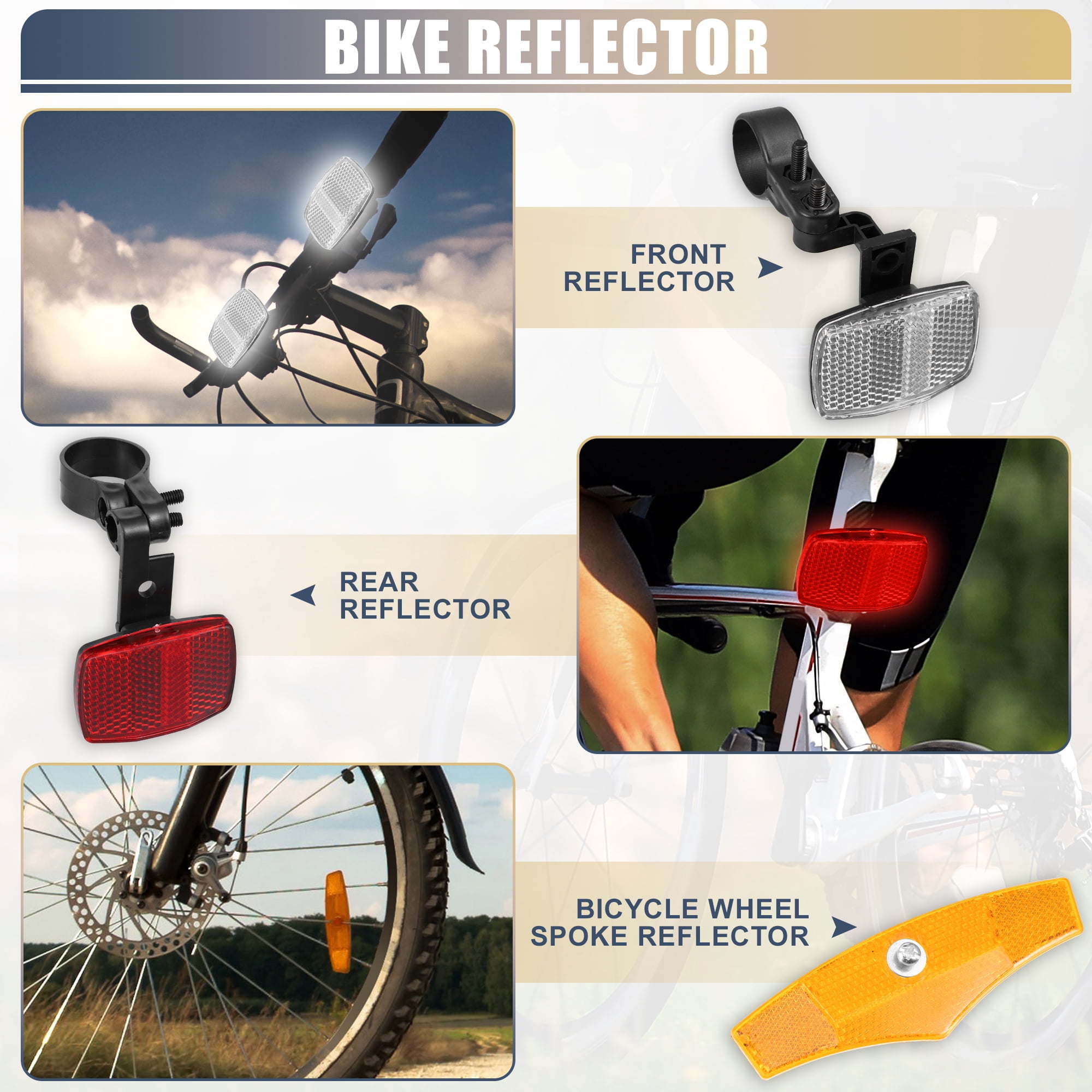 Unique Bargains 6Pcs Bicycle Front Safety Warning Reflectors Accessories Red White