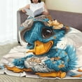thumbnail image 6 of Rateoe Cute Sunflower Blue Duck Print Fuzzy Fleece Throw Blanket Extra Large,Super Soft,Fluffy and Warm Blankets for Couch,Bed,All Season Use (60"x50"), 6 of 8