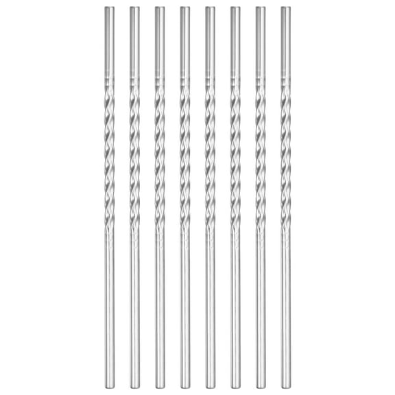 8Pack 8.46" Long 0.24" Dia Stainless Steel Straight Threaded Straws for Frozen Bubble Tea Drinks (Silver)