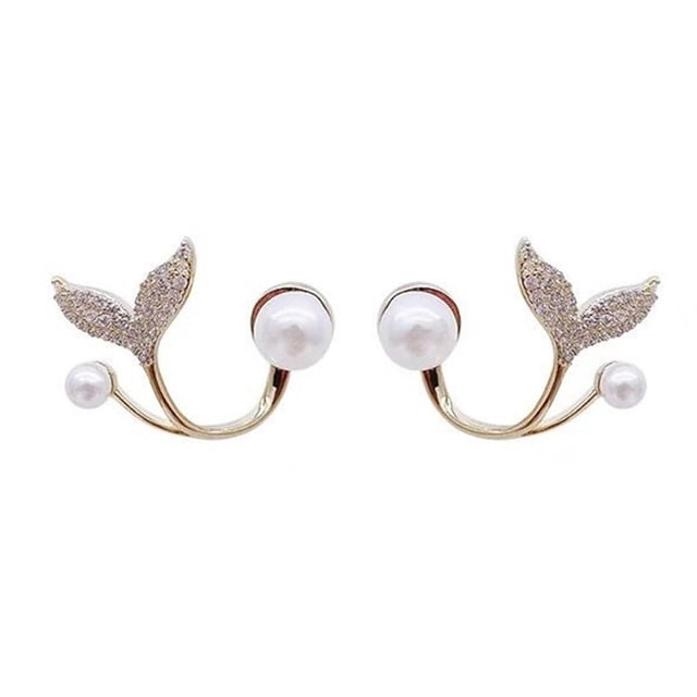 EZLIFE Pendientes de perlas de imitación con cola de pez y temperamento T5O1