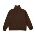 thumbnail image 5 of MESSUEN Baggy Sweater Basic Solid Undershirts Polo Sweatshirt Going Out Tops for Women Half Zip Vintage Sweater Workout Sweaters for Women Brown L, 5 of 9