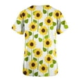 thumbnail image 4 of Xfvqtps Scrub Tops for Women Sunflower Printed Soft V-Neck Scrubs Comfortable Lightweight Nursing Uniforms Casual Printed Short Sleeve Nurse Top Working Uniforms with Pockets Yellow, 4 of 5