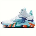 thumbnail image 4 of Color Block Shock Absorption Non Slip Durable Basketball Shoes, Lace Up Comfy Running Shoes For Outdoor Training Workout, All Seasons Comfy Men's Sneakers, 4 of 9