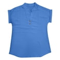 thumbnail image 4 of 2025 Women Spring Summer Clothing Women Tops Fashion Solid Button Back Ruffled Button Up Blouse Trim Blouse Casual Short 50 Clothes for Women Sleeve Blouse, 4 of 4