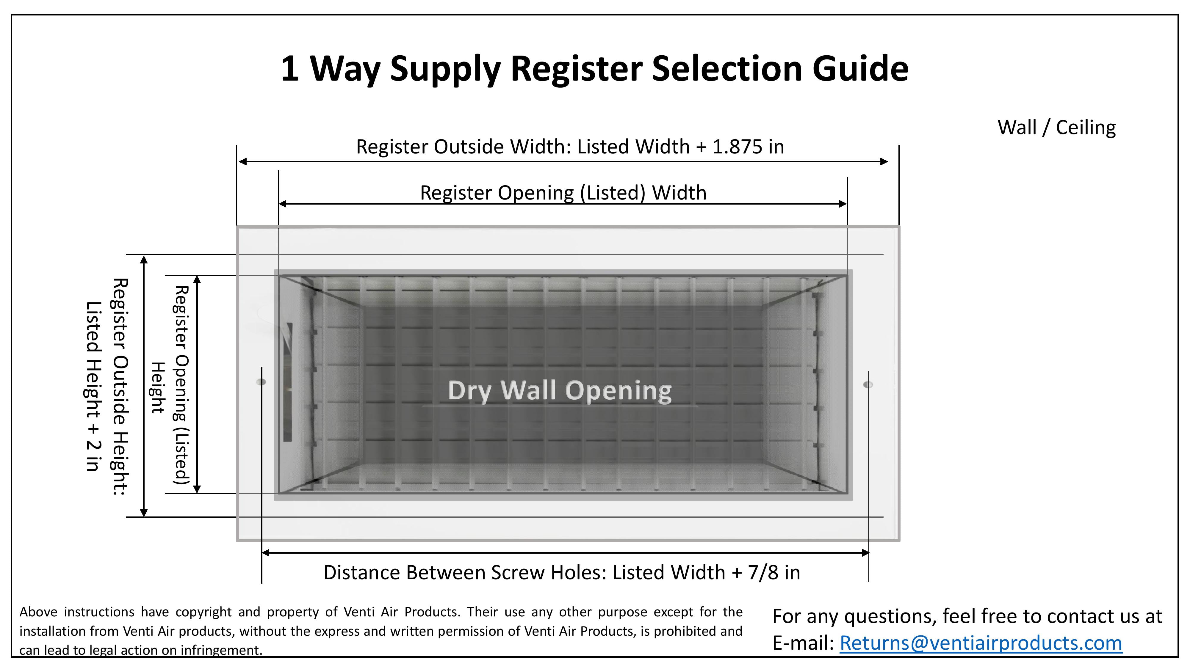 Venti Air 14 in x 4 in Adjustable, Single Deflection, 1 Way Supply Register - Free 2-3 Business Day Delivery
