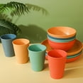 thumbnail image 4 of Danhjin Bowl Stacks Straw Vertical Grain Plastic Bowls And Cups Tableware Household Kitchen Rice Bowl Dinner Water Cup Plastic Tableware Set, 4 of 8