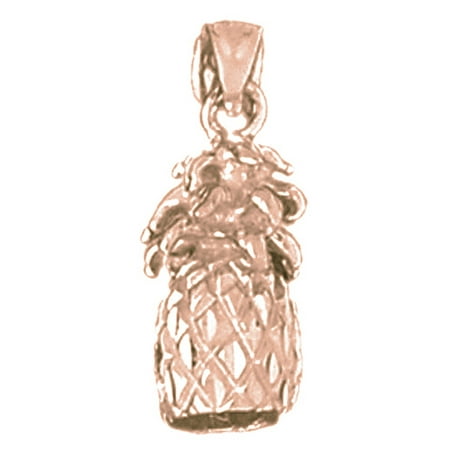 14K Rose Gold 3-D Pineapple Pendant - 21 mm
