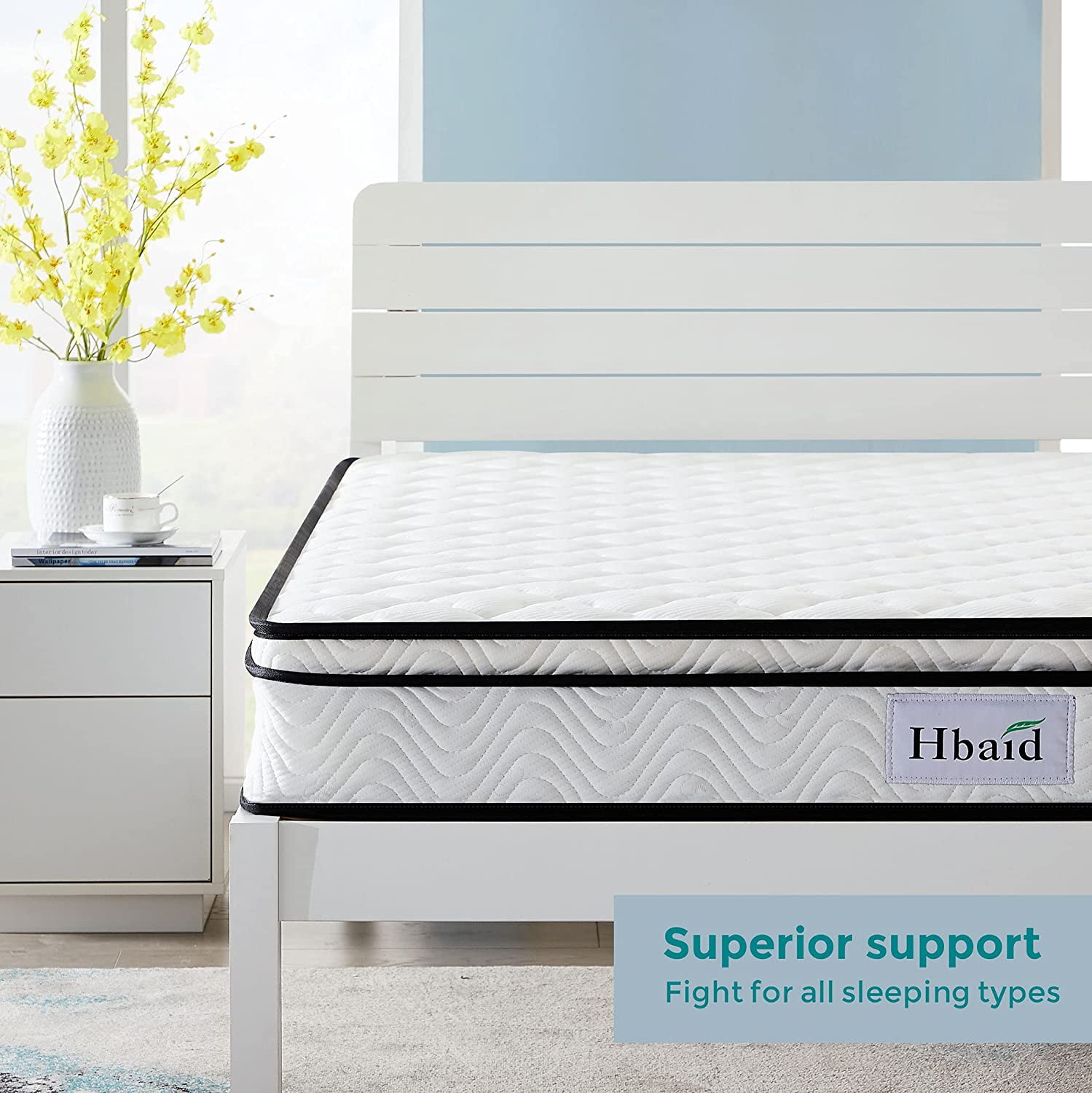 Hbaid 8 inch Hybrid King Mattresses with Gel Memory Foam Pocketed