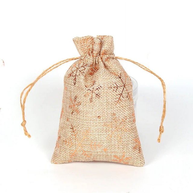 Bolsa de lino con cordón para Navidad, bolsita de cáñamo para embalaje de dulces y galletas, regalo de Año Nuevo, 5/10 piezas, 10x14, 13x18cm