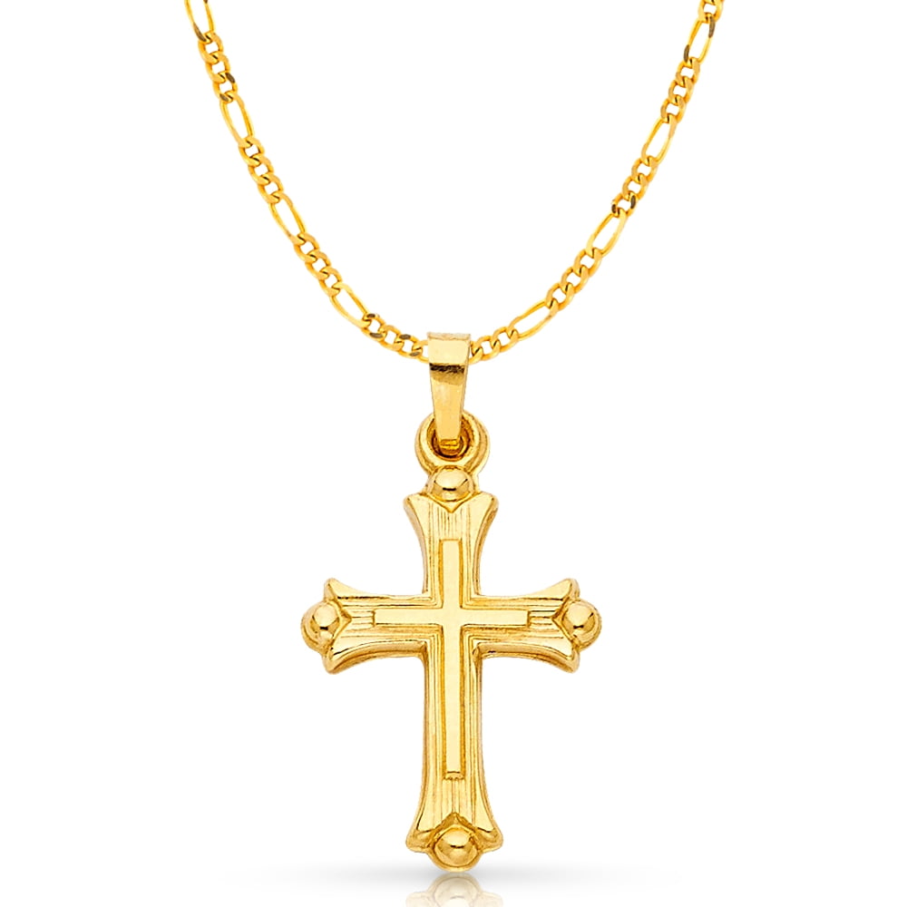 Details about   14K Yellow Gold Vintage Key CZ Charm Pendant & 2.3mm Figaro 3+1 Chain Necklace 