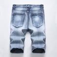 thumbnail image 2 of Men's Casual Denim Shorts Classic Fit Ripped Jeans Biker Shorts Gray Blue 38, 2 of 3