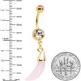 thumbnail image 2 of Body Candy Womens 14G PVD Steel Navel Ring Piercing Clear Pink Claw Dangle Belly Button Ring, 2 of 2