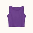 thumbnail image 5 of Smupbvky Going Out Tank Tops for Women Crew Neck Cropped Knit Vest Casual Sleeveless Summer Layering Basic T Shirt (XL, Purple), 5 of 6