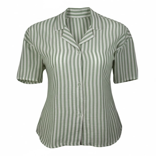 Ropa de Playa George para Dama, tipo Resort con 3 Botones Verde/Blanco Talla EG