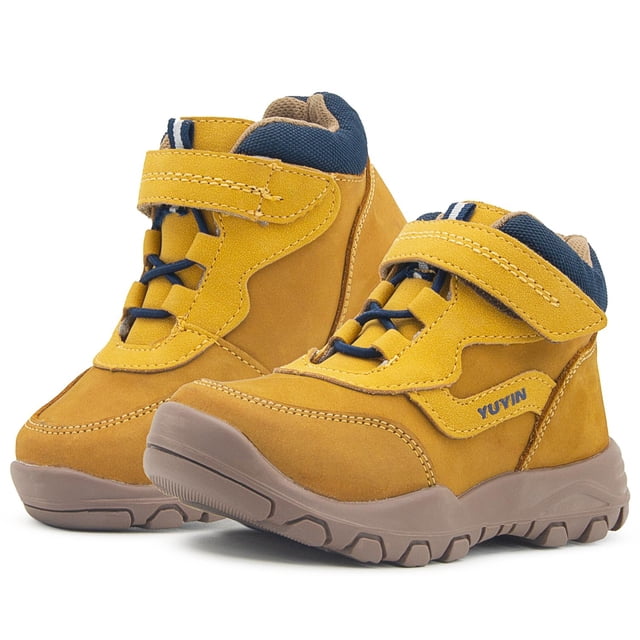 Tenis Bota Para Niño Senderismo Antiderrapantes Yuyin marron claro 17