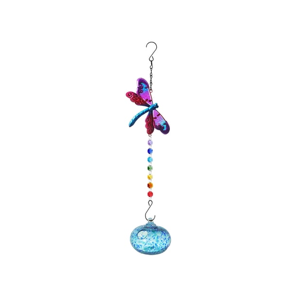 Alimentadores de Colibrí para Al Aire Libre Alimentador en Forma de Colibrí Colorido Vento Campana Luz Colgante Al Aire Libre Refractor de Luz Solar