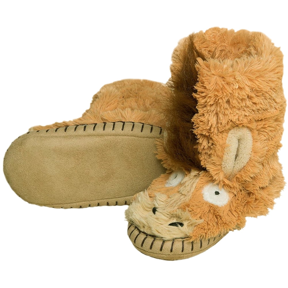 Hatley Kids Dog Slippers Size M UK 8 Warm Furry Fleece Moccasins Slouch NEW 
