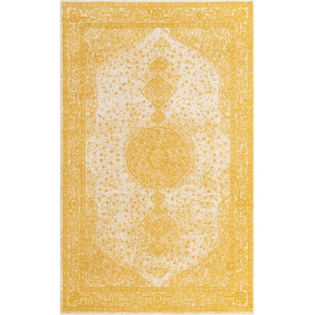 Unique Loom Bromley Traditional Border Rug 5' x 8' Rectangular Yellow/Ivory