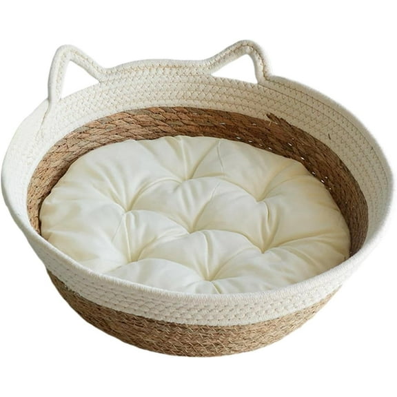 Cat Bed Basket Dog Bed Breathable Winter Summer Durable Washable Round Furniture Protection Pet Scratching Sleeping Bed, Large