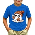 thumbnail image 2 of larppty Toddler Halloween Shirt Baby Boy Girl Cute Ghost Tshirt Pumpkin Short Sleeve Tee Top Kids Spooky Season Fall Outfit (Blue,10-11 Years), 2 of 5