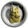 thumbnail image 1 of 2018 Palau 1 oz Silver $5 Year of the Dog (Gilded Gold), 1 of 5