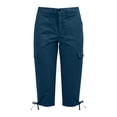 thumbnail image 5 of ClodeEU Women's Bow Leg Drawstring Cargo Capri Pants ,Casual Outdoor Hiking Pants with Pockets Navy,Womens Plus S, 5 of 5