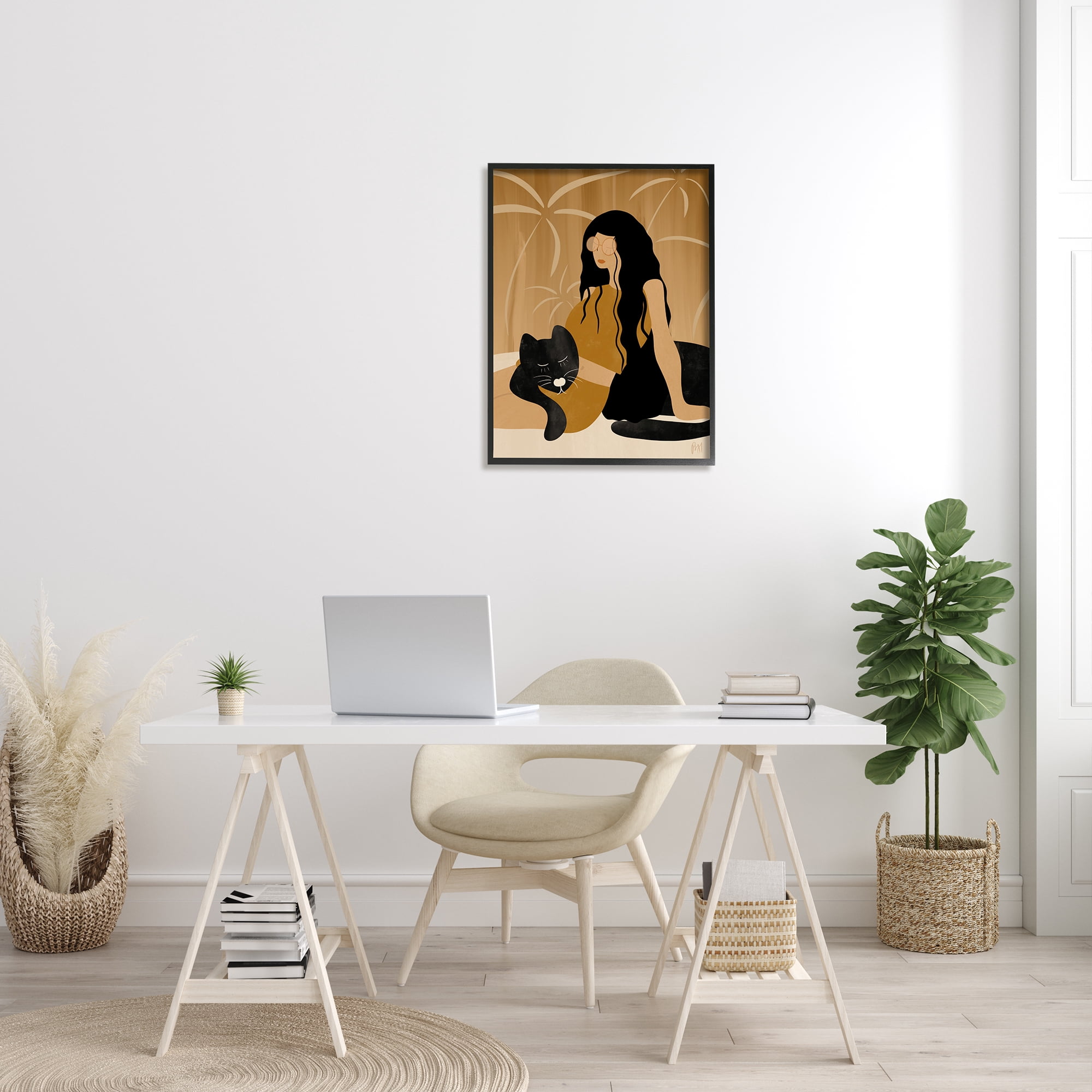 Stupell Indtries Woman In Jungle Resting with Black Panther,24 x 30,Design by Birch&Ink