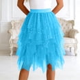 thumbnail image 2 of GEWSEY Tulle Skirts for Women, Puffy Skirt Asymmetrical Midi Length Ruffled Tutu Layered Mesh Fairy Skirt (Sky Blue, XL), 2 of 8