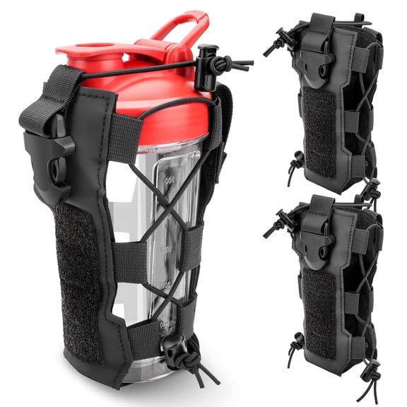 2pcs Water Bottle Holder, TSV Water Bottle Pouch Attachment for Backpack, Adjustable Multi-Purpose Tactical Bag for Outdoor Activities