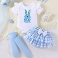 thumbnail image 2 of Kaprioy My First Easter Baby Girl Outfit Girls Clothes Short Sleeve Bunny Romper Plaid Bunny Egg Ruffle Skirt Dress Infant Easter Clothes, 2 of 8