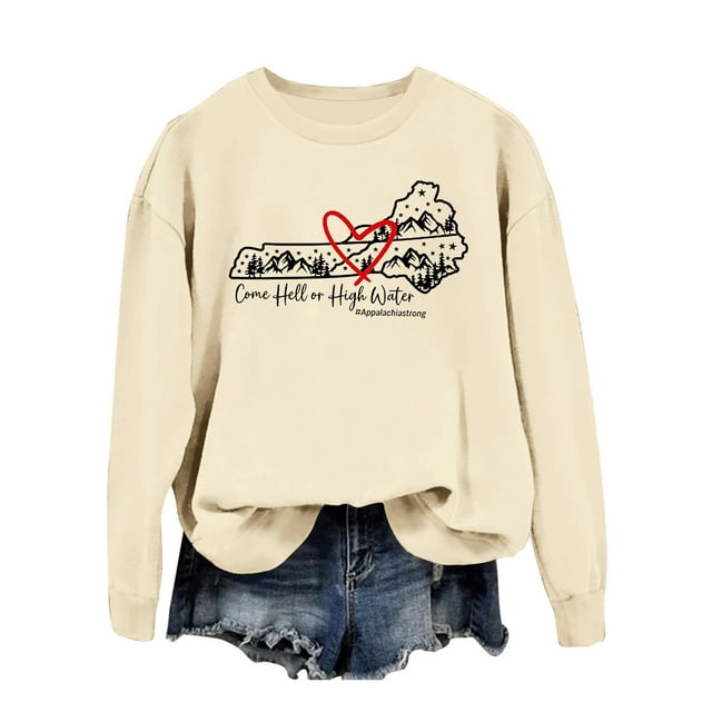 EHQJNJ Sweat-Shirt Noir à Col Rond pour Femmes, Décontracté, Imprimé, Manches Longues, Pull Graphique