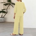 thumbnail image 3 of Two Piece Sets for Women 3/4 Length Sleeve Lounge Sets Summer Spring Vacation Travel Outfits Fashion Clothing Beige 3XL, 3 of 5