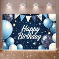 thumbnail image 7 of Blue White Star Themed Happy Birthday Banner Party Backdrop Decoration for Birthday Party Photography Props Photo Booth Background Decor, 7 of 7
