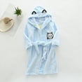 thumbnail image 2 of Karoyedx Boys Robe Boys Girls Flannel Hoodie Robe Oversized Loose Plain Plush Loungewear Bathrobe nightgowns Kids Soft Bathrobe Blue Size,11-12 Years, 2 of 5