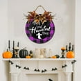 thumbnail image 5 of Eveokoki Halloween Decorations Door Sign, 11 Inch Rustic Home Sweet Haunted Home Wooden Hanging Sign for Front Door, Wreath with Bow Party Indoor Outdoor Decor Home, 5 of 5