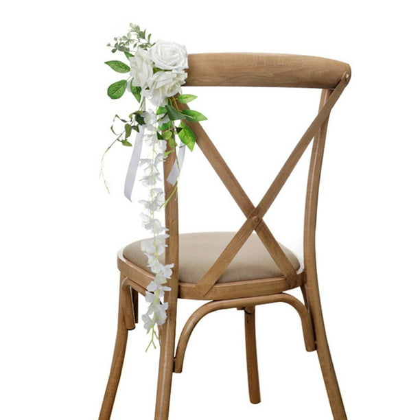 17048 Silla de boda al aire libre respaldo flor simulación silla rosa decoración flor atada ANGGREK Otros