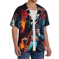thumbnail image 2 of Daiia Rock Skull Singer Men's Linen Shirts Short Sleeve Casual Shirts Button Down Shirt for Men Beach Summer Wedding Shirt-3X-Large, 2 of 6