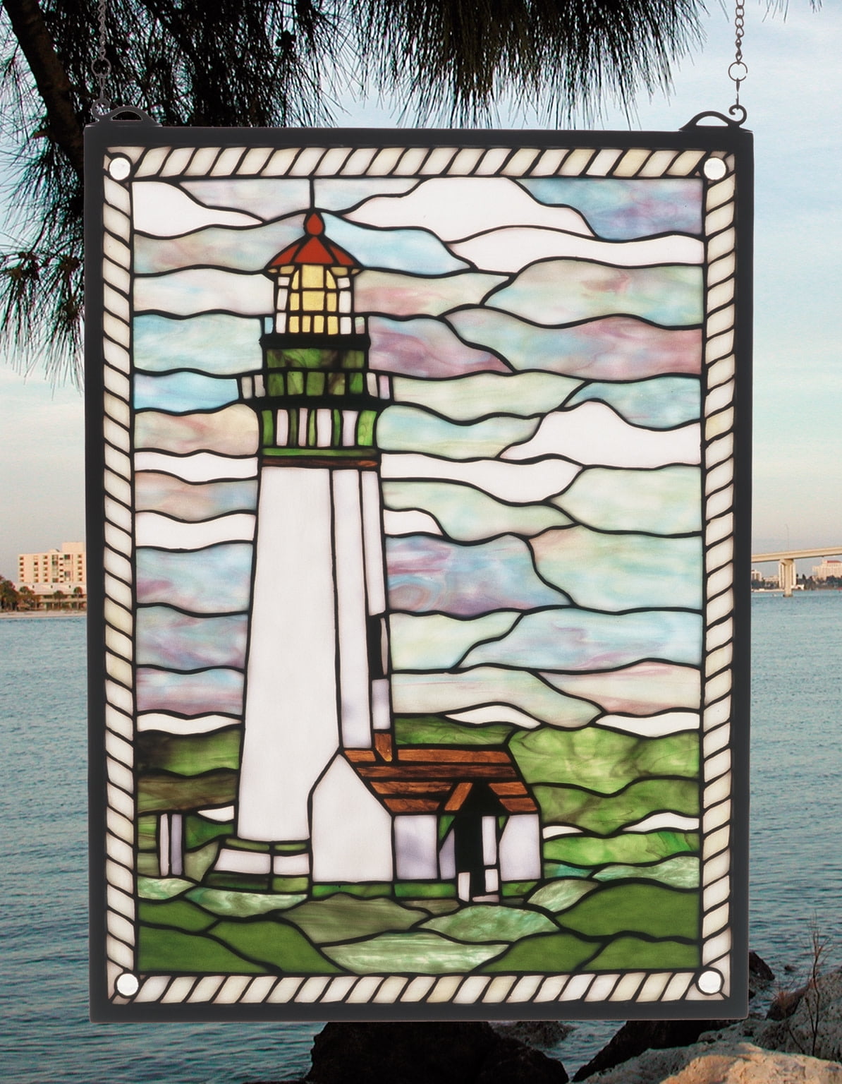 15"W X 20"H Yaquina Head Lighthouse Stained Glass Window