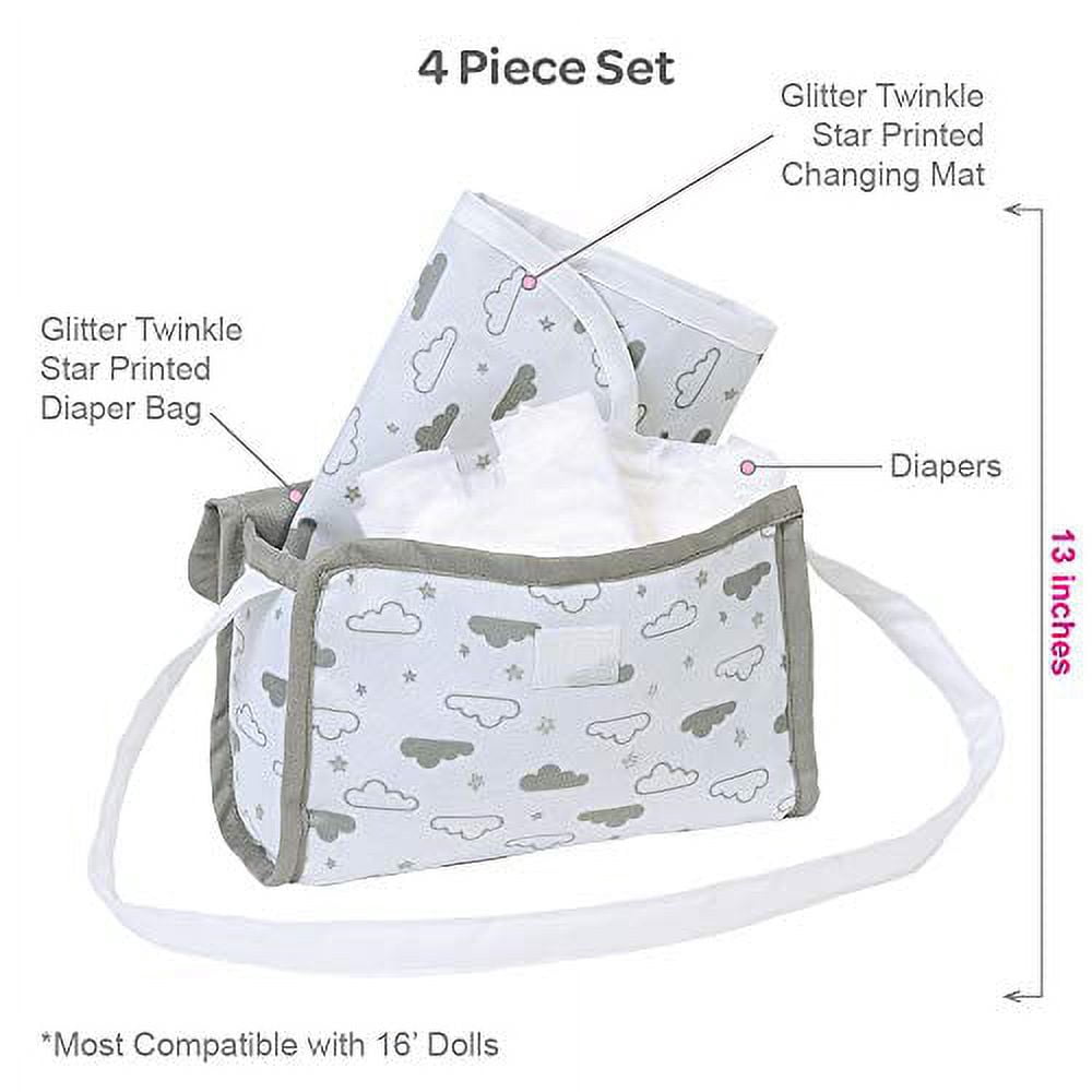 Adora Baby Doll Diaper Bag - Twinkle Stars Unisex Diaper Bag for Ages 1 and Up- Cloud Print