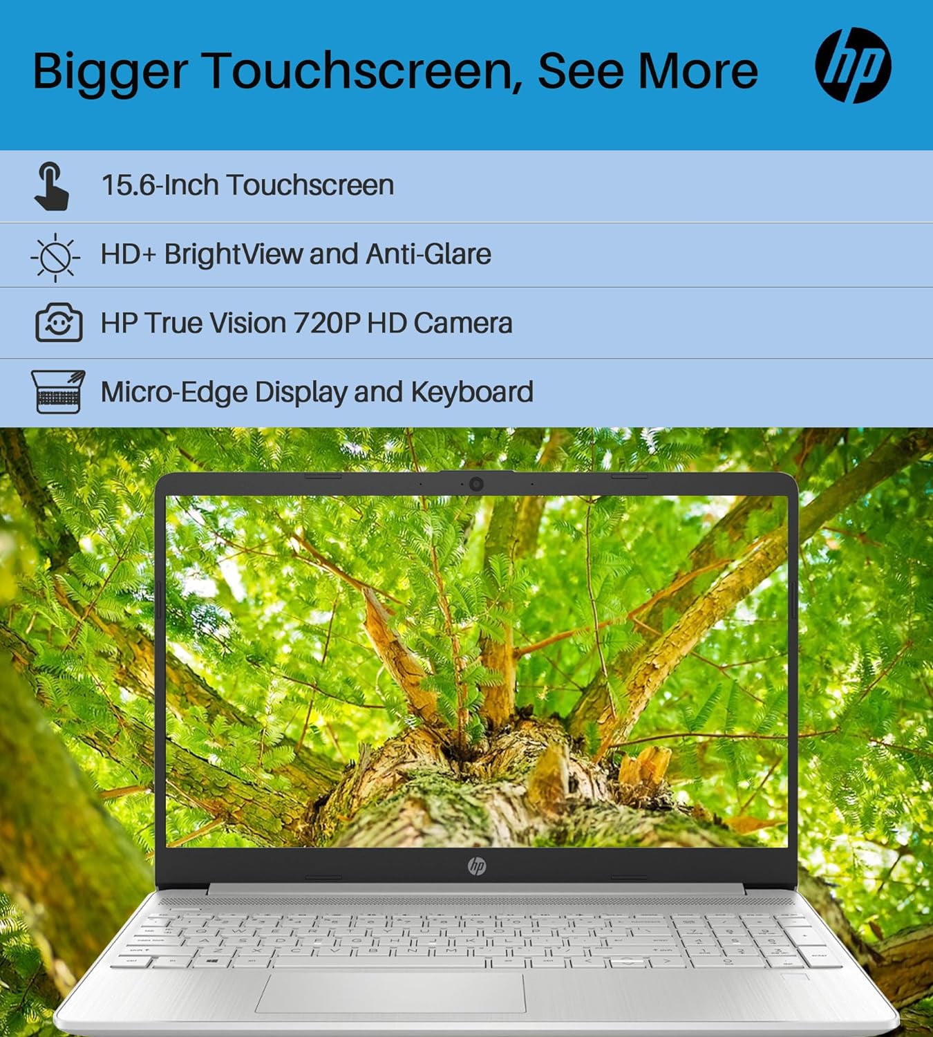 HP Notebook Laptop for Business Student, 15.6" 720p Touchscreen, Intel Core i3-1215U, 32GB RAM, 2TB SSD