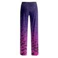 thumbnail image 5 of Halloween Costumes Pajama Pants Women Elastic Waist Halloween Cute Ghost Printed Loose Cotton Plus Size Sleep Pants Purple XL, 5 of 6
