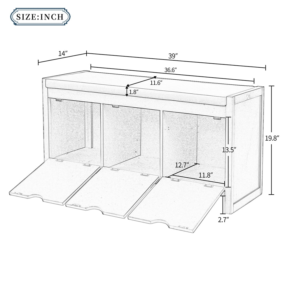 Lowestbest Storage Bench with Removale Cushion and 3 Flip Lock Storage Cubbies for Living Room, Entryway (Grey) Lowestbest Storage Bench with Removale Cushion and 3 Flip Lock Storage Cubbies for Living Room, Entryway (Grey)