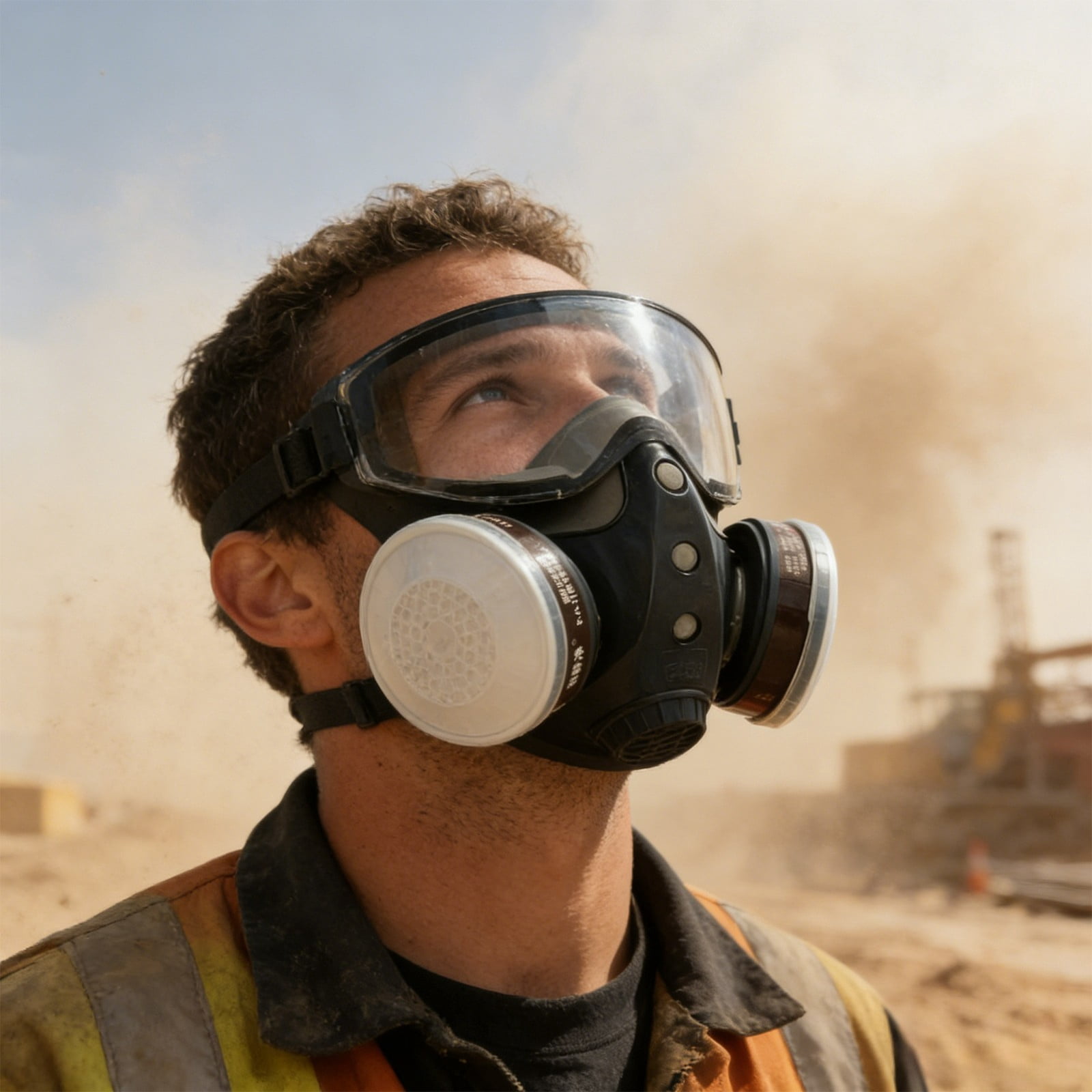 Dust Proof Face Shield with Filters Integrated Protective Mask Anti-Splash Safety Gear