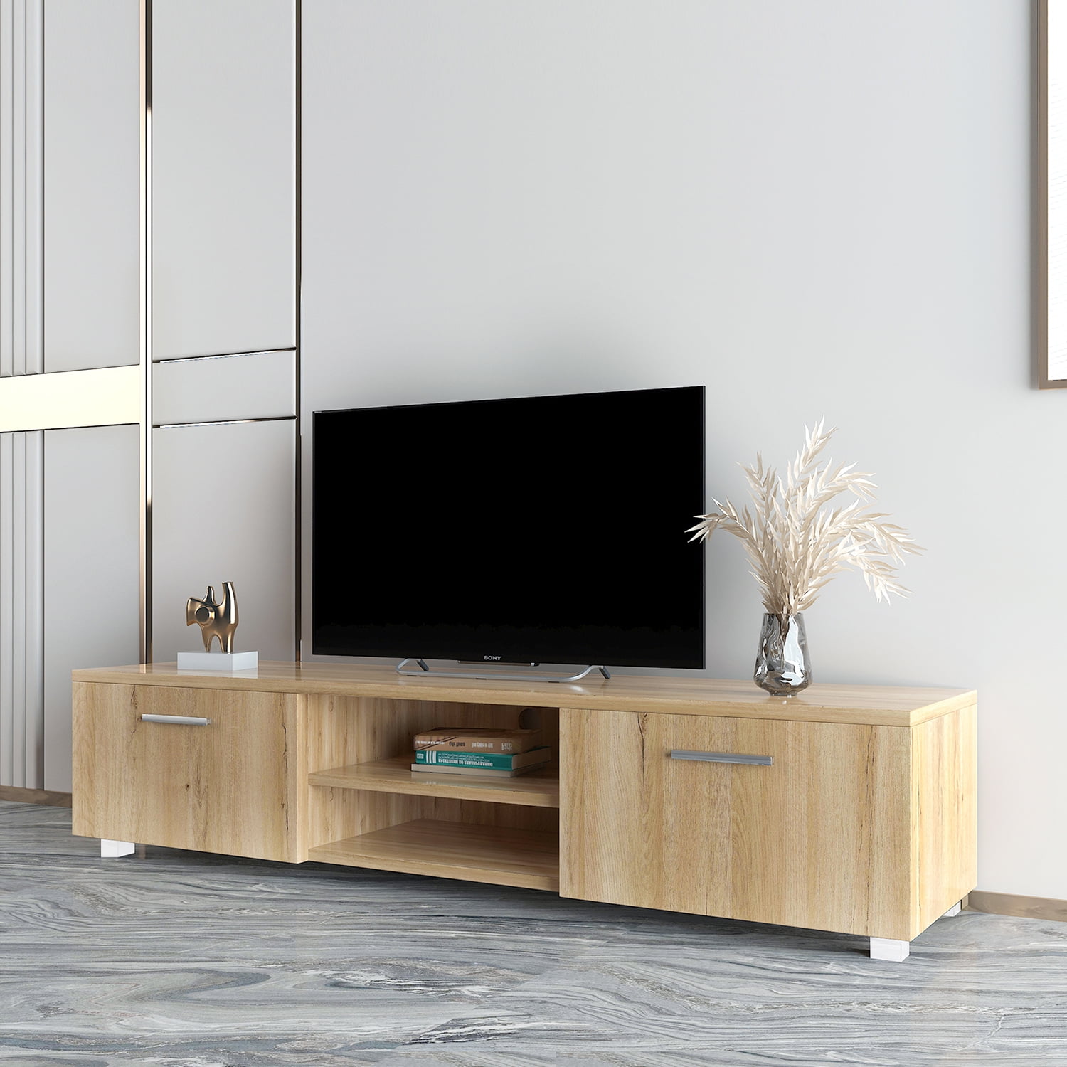 Kepooman Modern TV Stand for Bedroom, Mid-Century TV Console for Living Room, 67" Entertainment Center for TVs for Dining Room, Oak-C Kepooman Modern TV Stand for Bedroom, Mid-Century TV Console for Living Room, 67" Entertainment Center for TVs for Dining Room, Oak-C