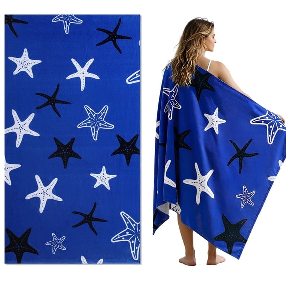 Beartech 4 Pieces Beach Towel Set,40x70 inches Starfish Beach Towels Soft Camping Travel Towels, Lightweight Quick Dry Pool Towels for Beach Shower Towels Swim Towels Absorbent for Adults