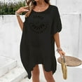 thumbnail image 4 of Swimwear Cover Up for Women Loose Casual Round Neck Short Sleeved Hollow Out Cover Shirt Beach Beach Vacation Cover Shirt, 4 of 7